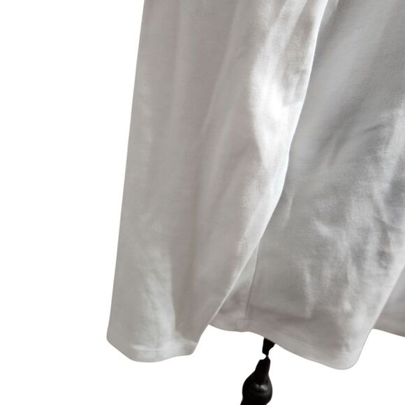 L.L. Bean White Shirt V Wrap Neck Medium Regular Long Sleeve Top Plain - Picture 9 of 10